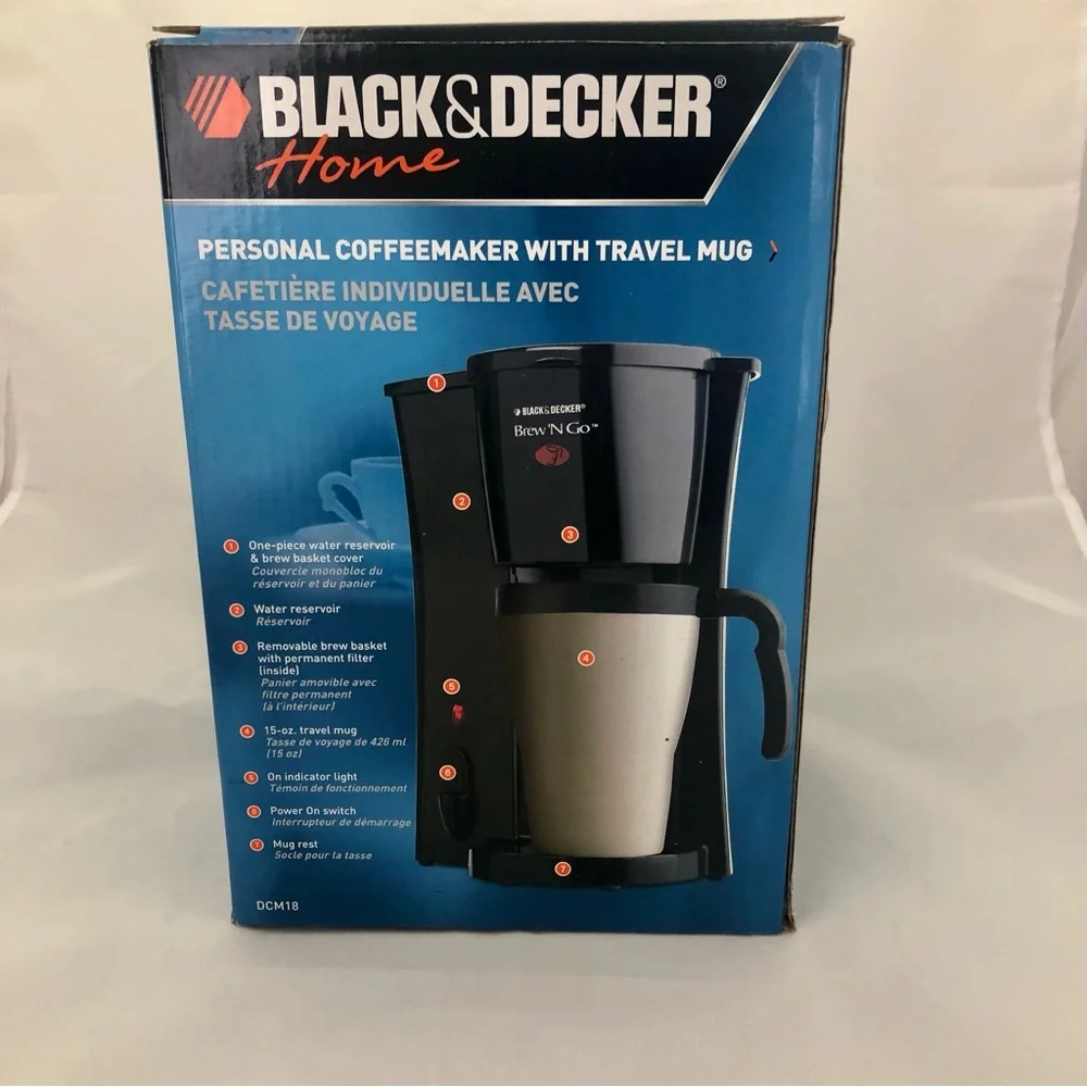 Black & Decker Home Personal Coffeemaker with White Travel Mug